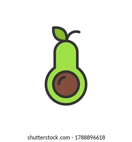 Vector de icono de aguacate. Diseño de estilo de contorno de aguacate.
