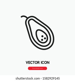Avocado icon vector. Avocado symbol. Linear style sign for mobile concept and web design. Avocado  symbol illustration. Pixel vector graphics - Vector.