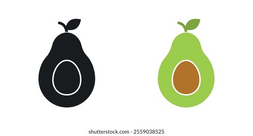 Avocado icons in black and colored version