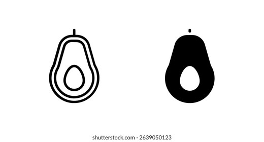 Avocado icons, perfect for healthy fats, superfood, vegan diet, culinary designs, and food-related projects.