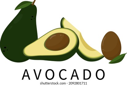 Avocado icons set on white background. Vector illustration