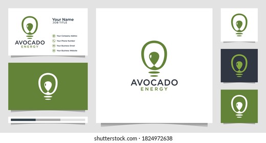 avocado idea,energy,ecology. Logo Vector and business card template.premium vector