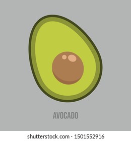 Avocado illustration. Flat style fruit,