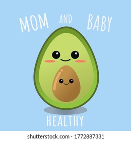 avocado illustration "good nutrition of avocado for mother and baby"