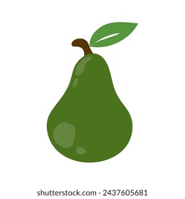 avocado illustration isolated on white background. Slice and whole fruit, seeds, leaves. Vegan food vector icon in cute cartoon style. Suitable for children learning to recognize fruit 