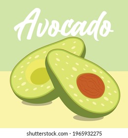 avocado illustration with light background and text for commercial use