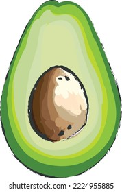 Avocado Illustration with plain background