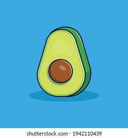 avocado illustration with simple style, avocado vector isolated design