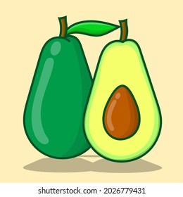 Ilustración de aguacate simple con fondo amarillo