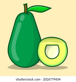 Ilustración de aguacate simple con fondo amarillo
