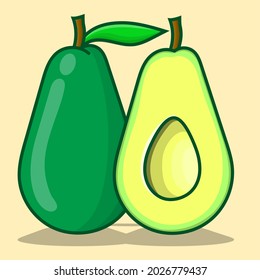 Avocado illustration simple with yellow background
