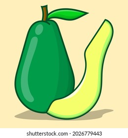Avocado illustration simple with yellow background