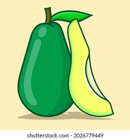 Avocado illustration simple with yellow background