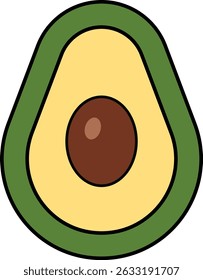 ilustração de abacate. nutrição saudável tropical. comida de saúde exótica. comida natural nutritiva e fatias de abacate 
