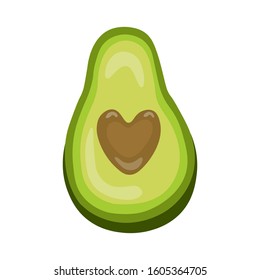 avocado illustrations isolated on  background. Fruit, seed, leaf. Vegan food vector icons in cute colorful cartoon vector illustration.