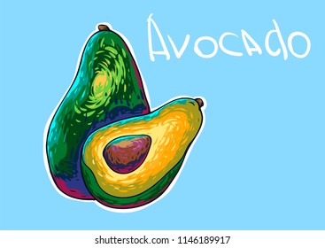 Avocado ink gogh vector style