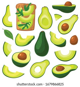 Avocado hat ein Symbol für Cartoons einzeln. Vektorillustration, die Früchte auf weißem Hintergrund zeigt. Vektorillustration Cartoon setzen Symbol avocado.