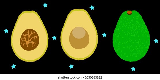 Avocado einzeln auf schwarzem Hintergrund