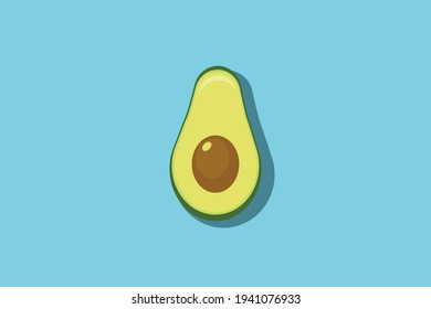 Avocado einzeln auf blauem Hintergrund. Vektorgrafik