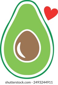 Aguacate aislado sobre fondo transparente. Ilustración vectorial.