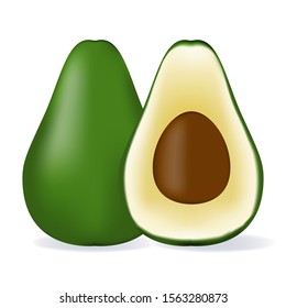 Avocado isolated on white background as package design composition.