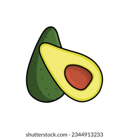 Avocado einzeln auf weißem Hintergrund. Illustration des Avocado.