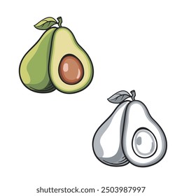 avocado isolated on white background. simple design outline style. you can change color you want. vector illustrations
