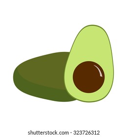 Avocado isolated on white background. Vector illustration. Flat design