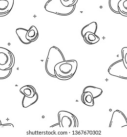Avocado isolated seamless pattern on white background. 
llustration on the theme of super food and proper nutrition.