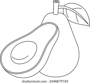 Avocado Isolated Vector Illustration Hand Drawn Coloring Page for Kids