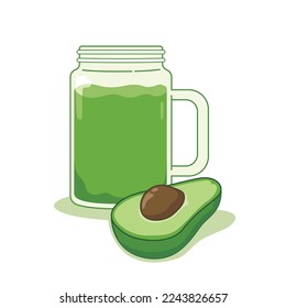 Avocado Juice Vector Illustration can be for sticker or menu illustration