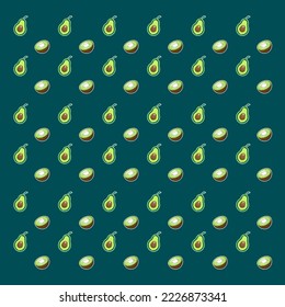 avocado and kiwi pattern theme vector background.