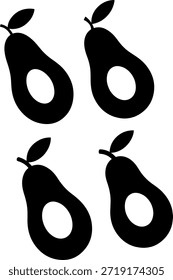 Paquete de iconos de aguacate con hoja negra