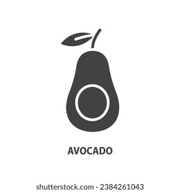 Aguacate con icono de glifo foliar. Símbolo de fruta. Ilustración vectorial.