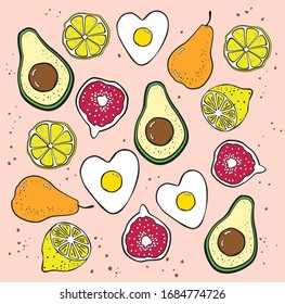 avocado lemon pear fig figs fried omelette breakfast morning