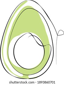 Avocado line art. Cute and artistic one line drawing of avocado with color.