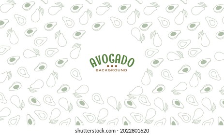 Avocado Line art doodle Background Pattern Vector