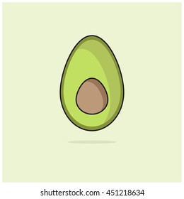 Avocado (Line Art in Flat Style Vector Illustration Design Template)