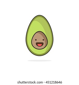 Avocado (Line Art in Flat Style Vector Illustration Design Template)