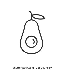 Icono de línea de aguacate con trazo editable. Símbolo de contorno vegetal. Ilustración vectorial aislada en fondo blanco.