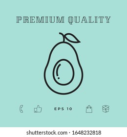 Icono de línea de aguacate - elementos para su diseño