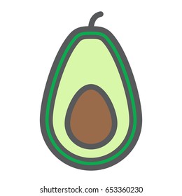 Avocado line icon, fruit and tropical, vector graphics, a colorful linear pattern on a white background, eps 10.