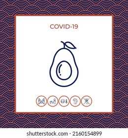 Avocado Line Symbol. Grafische Elemente für Ihr Design