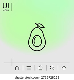 Icono de línea de aguacate. Elementos gráficos para su diseño