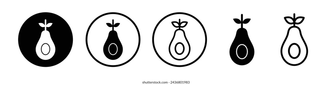 Avocado Line Icon. Guacamole Creamy Goodness icon in outline and solid flat style.