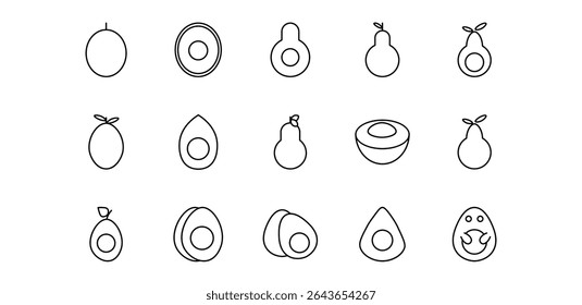 avocado line icon pack illustration
