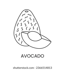 Icono de línea de aguacate en vector, ilustración de fruta.