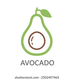 avocado, avocado line icon vector illustration. Line vector icon on white background. High quality design element. Editable linear style stroke. Vector ico