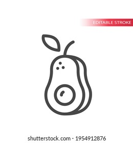 Avocado line vector icon. Outline, editable stroke.