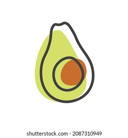 Avocado linear icon. Fruit symbol. Logo concept. Vector illustration isolated on white background